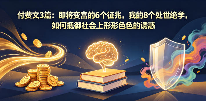 付费文3篇：即将变富的6个征兆，我的8个处世绝学，如何抵御社会上形形色色的诱惑-源创文化-轻创终点站