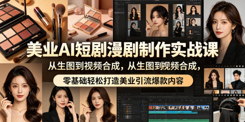 美业AI短剧漫剧制作实战课，从生图到视频合成，零基础轻松打造美业引流爆款内容-源创文化-轻创终点站