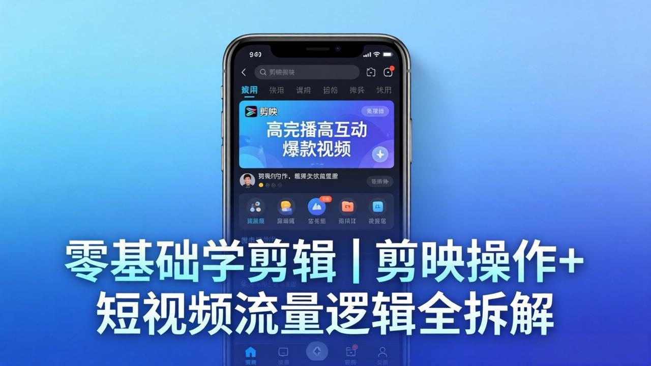 【零基础学剪辑】剪映操作+短视频流量逻辑全拆解｜手把手教你剪出高完播高互动爆款视频-源创文化-轻创终点站