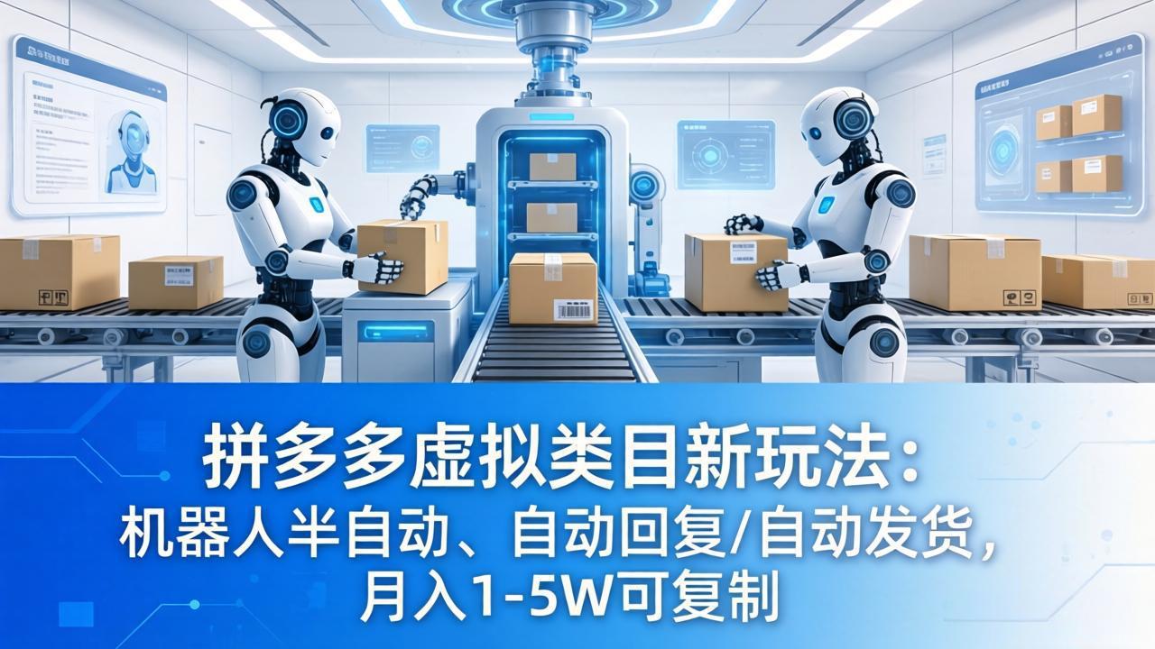 拼多多虚拟类目新玩法：机器人半自动、自动回复 /自动发货，月入 1-5W 可复制-源创文化-轻创终点站