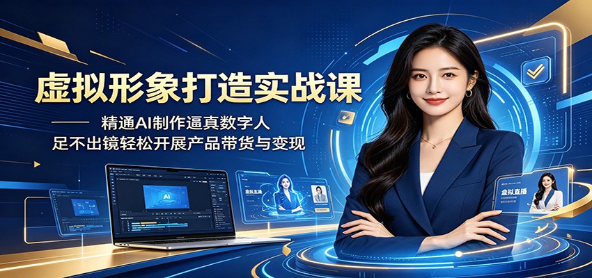 虚拟形象打造实战课：精通AI制作逼真数字人，足不出镜轻松开展产品带货与变现-源创文化-轻创终点站