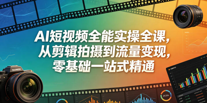 AI短视频全能实操全课，从剪辑拍摄到流量变现，零基础一站式精通-源创文化-轻创终点站