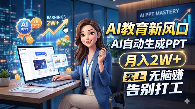 AI教育新风口，AI自动生成PPT，月入2W+，无脑赚，告别打工-源创文化-轻创终点站