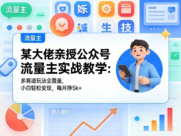 某大佬亲授公众号流量主实战教学：多赛道玩法全覆盖，小白轻松变现，每月多挣5k+-源创文化-轻创终点站