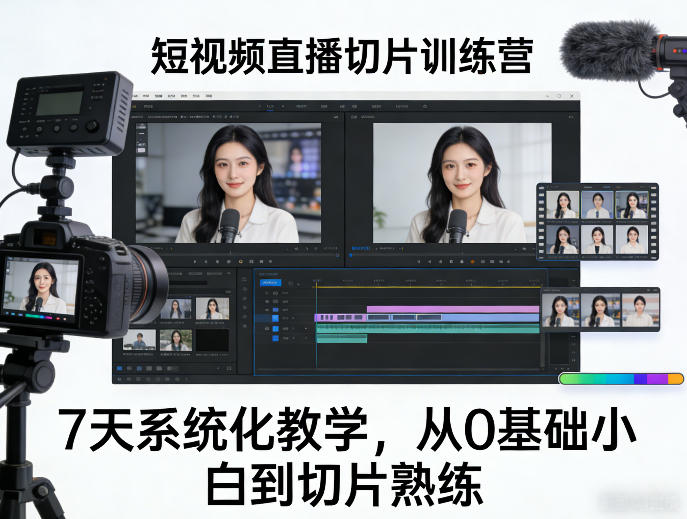 短视频直播切片训练营，7天系统化教学，从0基础小白到切片熟练-源创文化-轻创终点站
