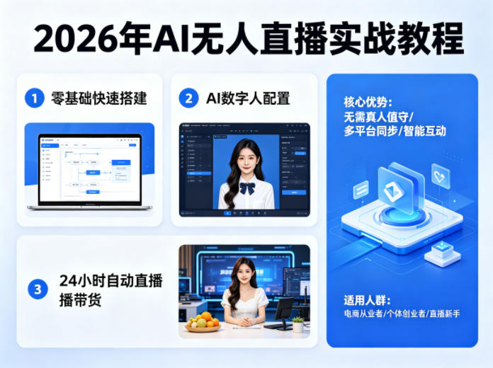 2026年AI无人直播实战教程，零基础也能快速搭建AI数字人无人直播间，实现24小时自动直播带货-源创文化-轻创终点站