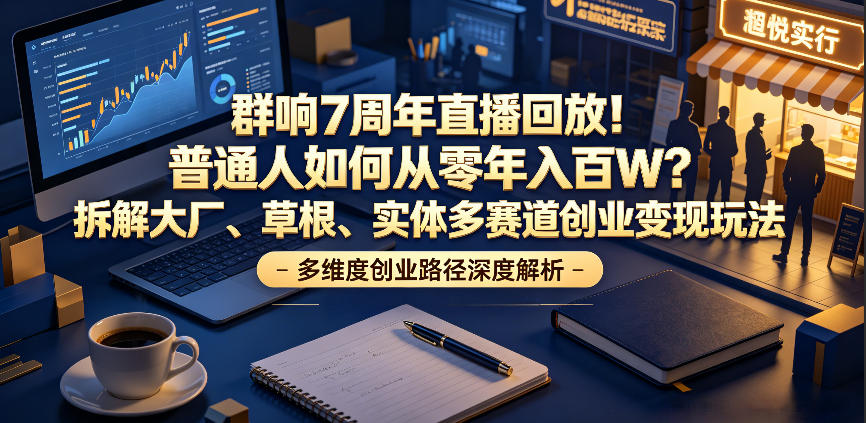 群响7周年直播回放!普通人如何从零年入百W?拆解大厂、草根、实体多赛道创业变现玩法-源创文化-轻创终点站