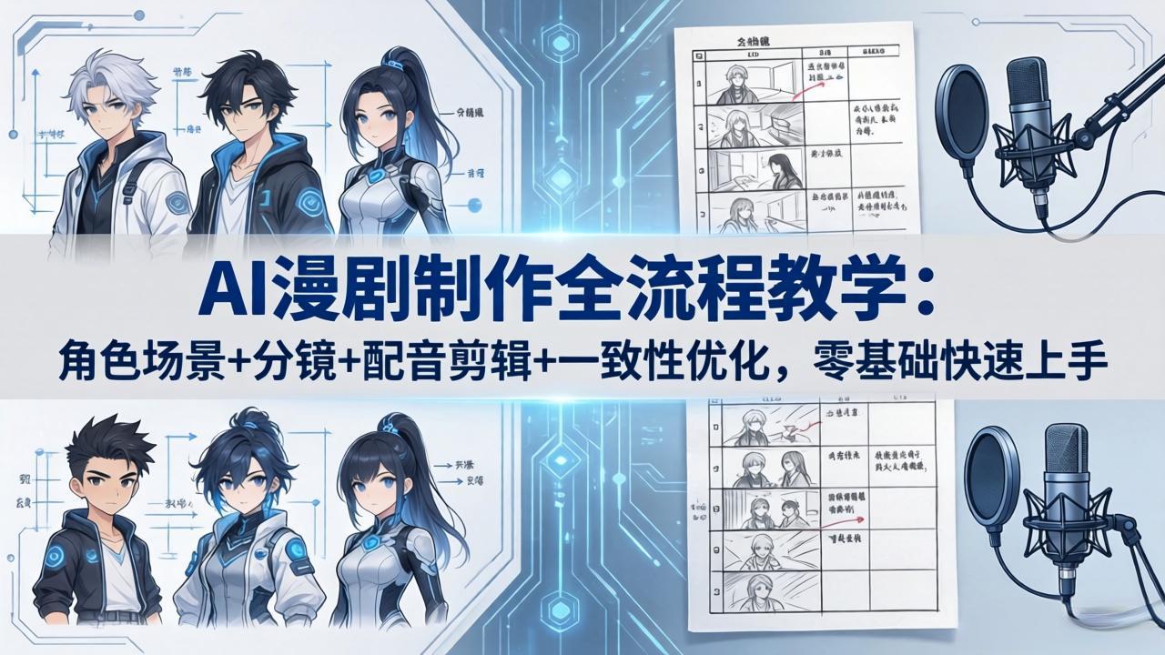 AI漫剧制作全流程教学：角色场景+分镜+配音剪辑+一致性优化，零基础快速上手-源创文化-轻创终点站