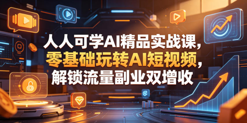 人人可学AI精品实战课，零基础玩转AI短视频，解锁流量副业双增收-源创文化-轻创终点站
