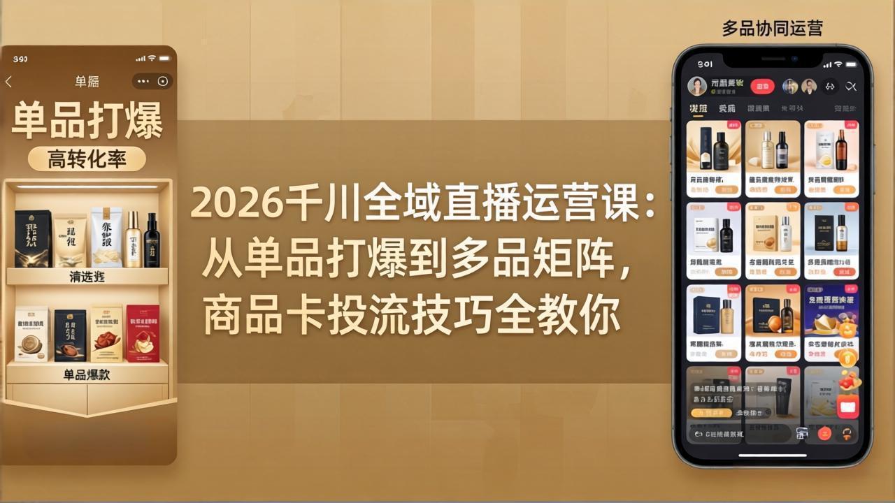 2026千川全域直播运营课：从单品打爆到多品矩阵，商品卡投流技巧全教你-源创文化-轻创终点站