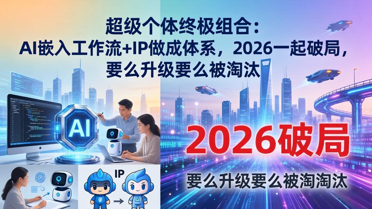 超级个体终极组合:AI嵌入工作流+IP做成体系,2026一起破局,要么升级要么被淘汰-源创文化-轻创终点站