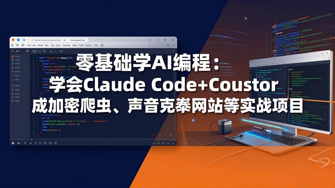 零基础学AI编程：学会Claude Code+Cursor完成加密爬虫、声音克隆网站等实战项目-源创文化-轻创终点站
