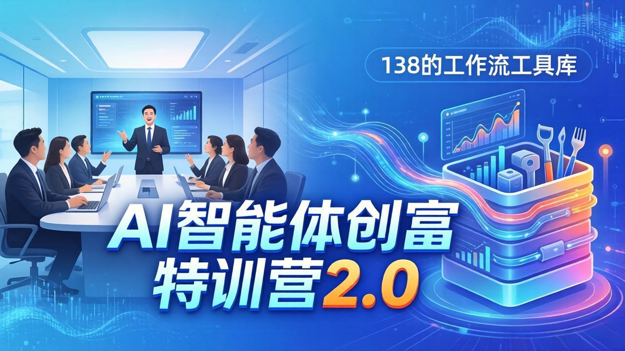 AI智能体创富训练营2.0：3天闭门直播+视频课+工具库，从0到1搭建智能体附138个工作流-源创文化-轻创终点站