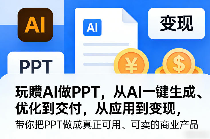 玩賺AI做PPT，从AI一键生成、优化到交付，从应用到变现，带你把PPT做成真正可用、可卖的商业产品(更新0401)-源创文化-轻创终点站