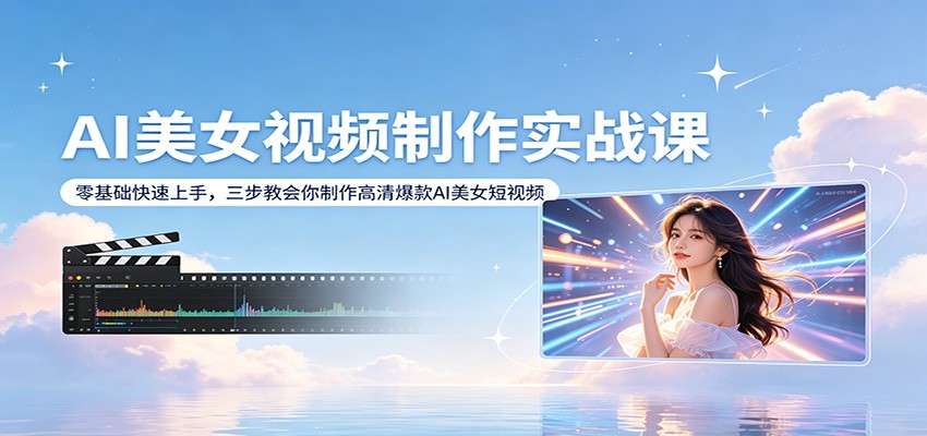 AI美女视频制作实战课：零基础快速上手，三步教会你制作高清爆款AI美女短视频-源创文化-轻创终点站