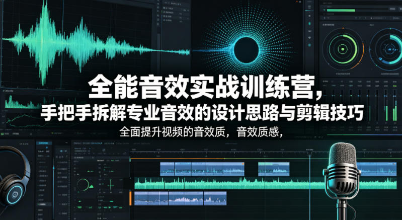 全能音效实战训练营，手把手拆解专业音效的设计思路与剪辑技巧，全面提升视频的音效质感-源创文化-轻创终点站