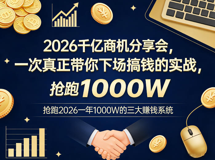2026千亿商机分享会，一次真正带你下场搞钱的实战，抢跑2026一年1000W的三大賺钱系统-源创文化-轻创终点站
