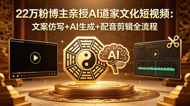 22万粉博主亲授AI道家文化短视频：文案仿写+AI生成+配音剪辑全流程-源创文化-轻创终点站