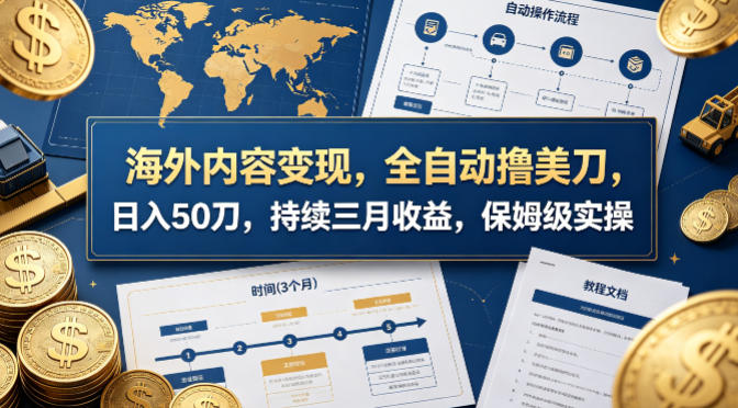 海外内容变现，全自动撸美刀，日入50刀，持续三月收益，保姆级实操【揭秘】-源创文化-轻创终点站