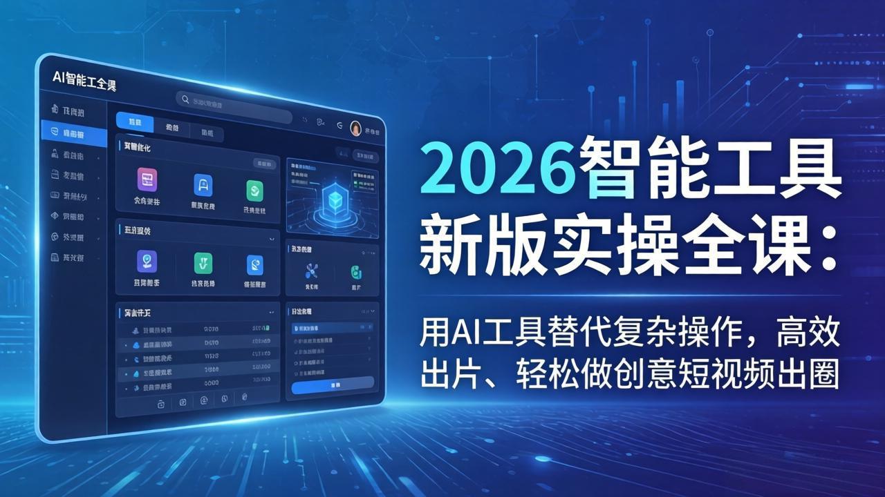 2026智能工具新版实操全课：用AI工具替代复杂操作，高效出片、轻松做创意短视频出圈-源创文化-轻创终点站