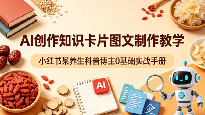 AI创作知识卡片图文制作教学，小红书某养生科普博主0基础实战手册-源创文化-轻创终点站