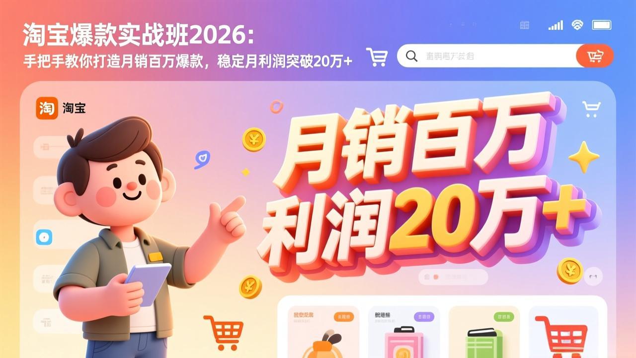 淘宝爆款实战班-2026年3月更新：手把手教你打造月销百万爆款，稳定月利润突破20万+-源创文化-轻创终点站