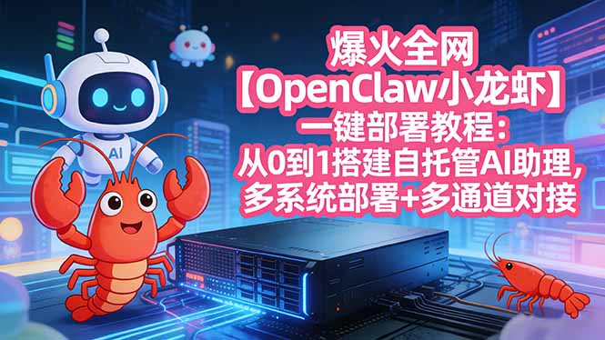 爆火全网【OpenClaw 小龙虾】一键部署教程：从0到1搭建自托管AI助理，多系统部署+多通道对接-源创文化-轻创终点站