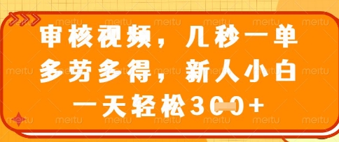 最新审核视频，几秒一单，多劳多得，新人小白一天轻松3张【揭秘】-源创文化-轻创终点站